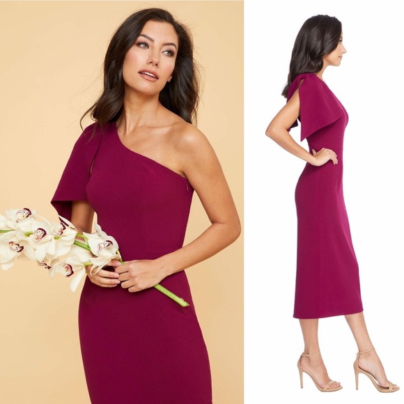 NWT DRESS THE POPULATION Tiffany Dress Dark Magenta - Picture 2 of 9